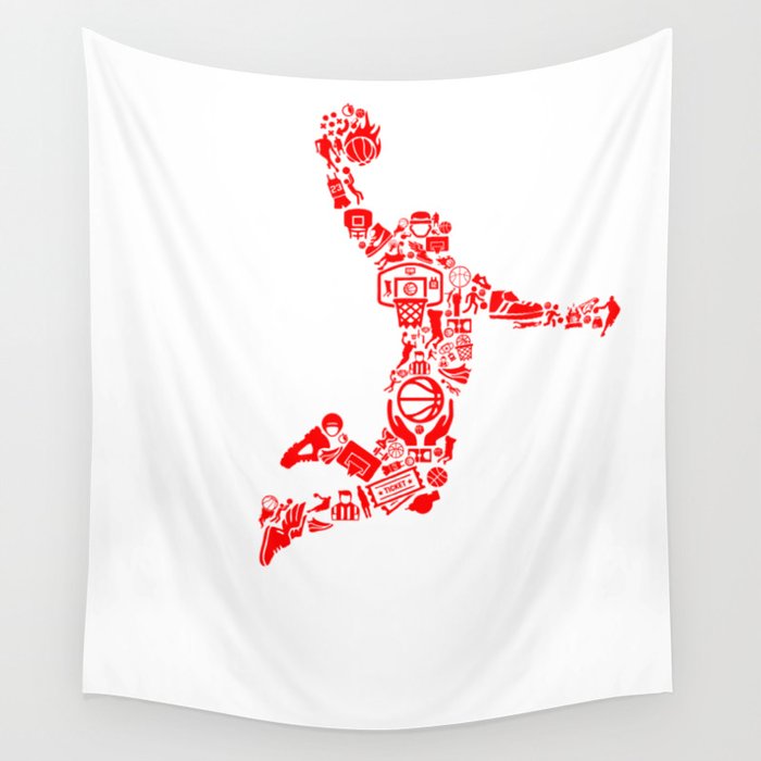 Basketball RED Wall Tapestry