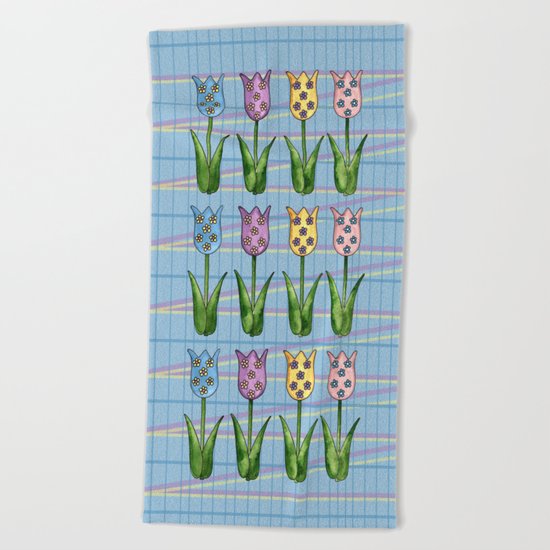 Tulip Row II Beach Towel