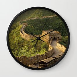 China Photography - Sunset Shining On The Great Wall Of China Wall Clock