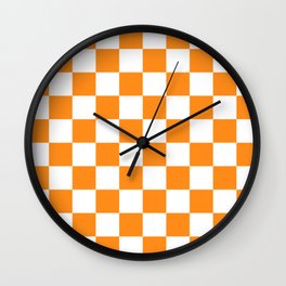 Tangerine Orange Checkerboard Pattern Palm Beach Preppy Wall Clock