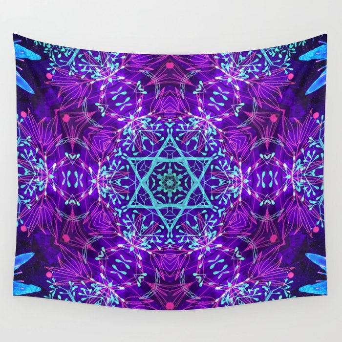 Neon Pink Blue Star Wall Tapestry By Dorak Society6