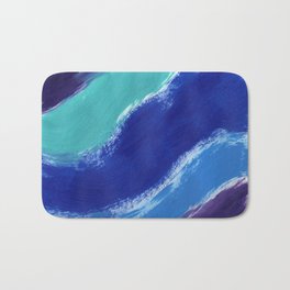 First Frost Along a River Bank Bath Mat | Multicolor, Modernart, Pattern, Arcscurves, Acrylic, Painting, Bluegreen, Navywaves, Colorful, Pop Art 