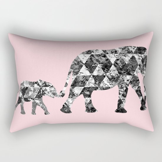 Patchwork Elephants Rectangular Pillow