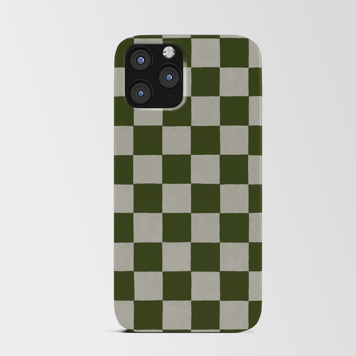 checkerboard hand-painted-olive iPhone Card Case