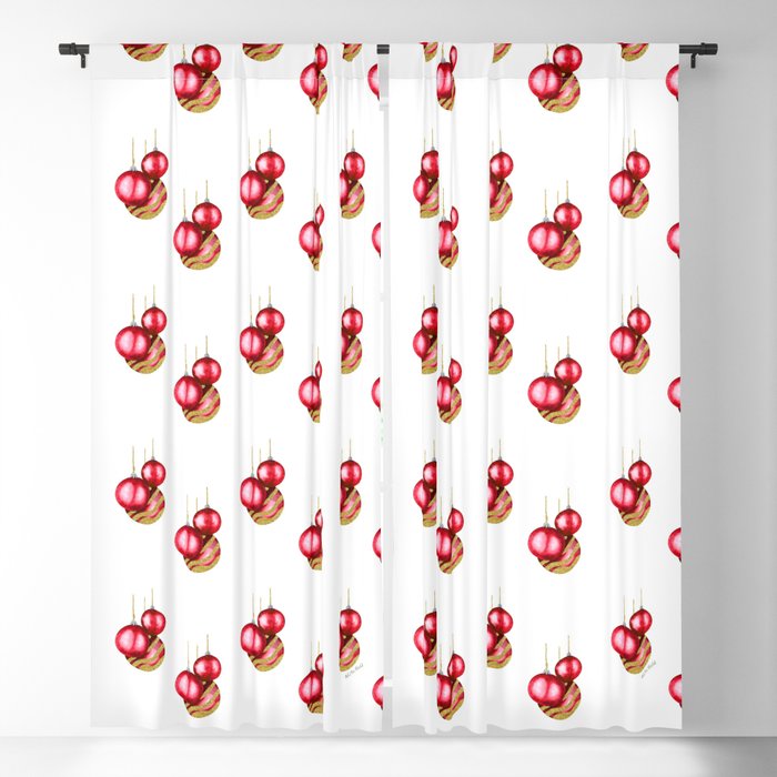 Dark Red and Golden Christmas Balls Blackout Curtain