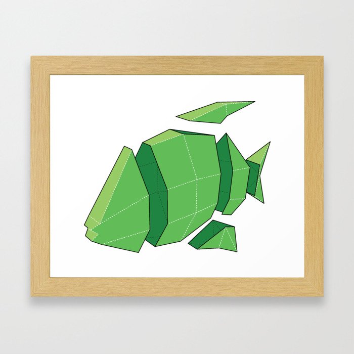 Illustration of a 3D Paper Craft Fish Model Framed Art Print