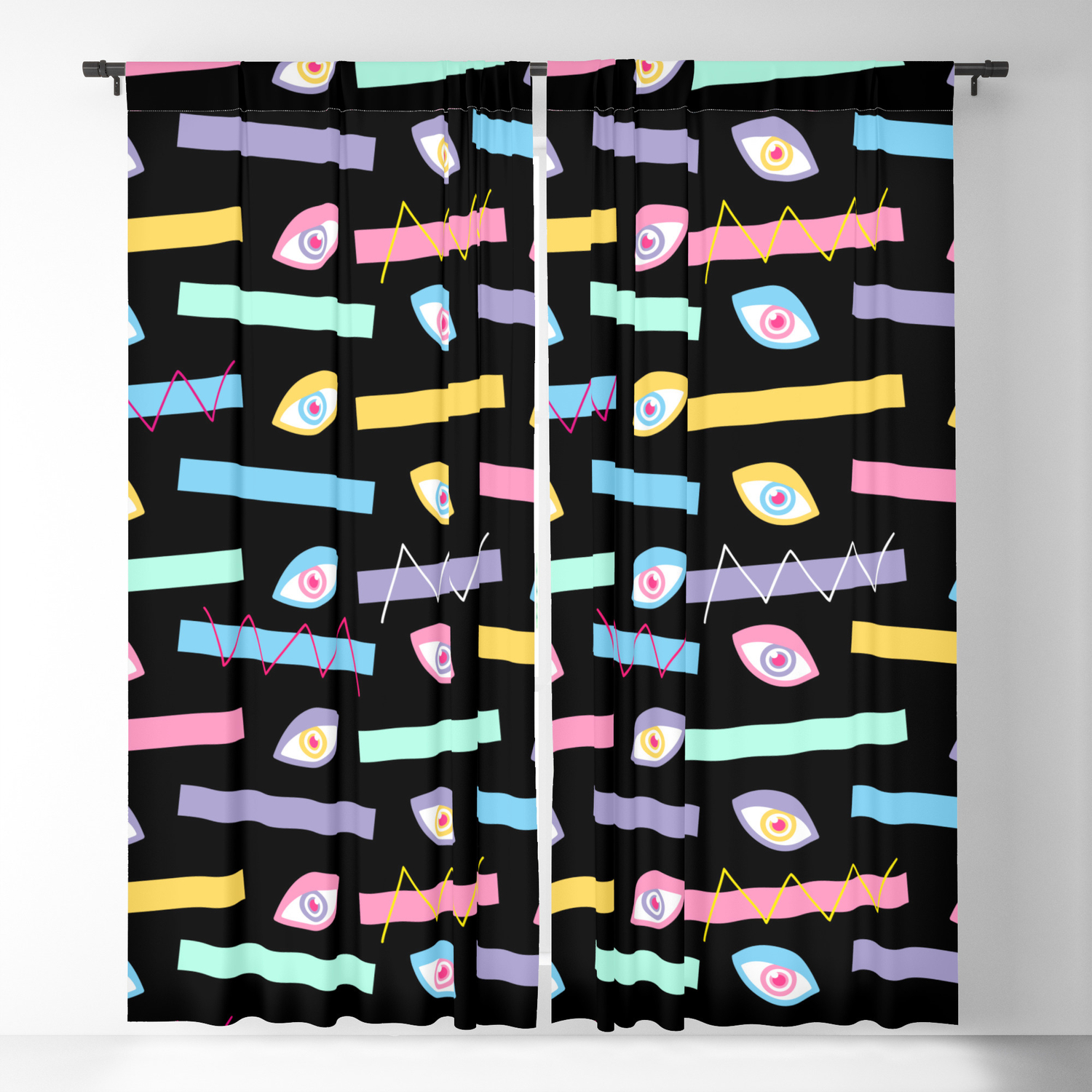 Black Teichopsia Eyes Blackout Curtain By Xooxoo Society6