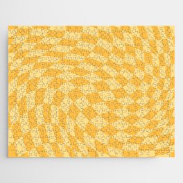 Yellow swirl checker Jigsaw Puzzle