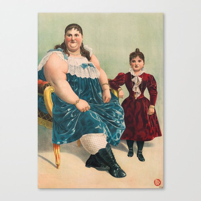 Fat Lady and Little Person - Vintage Circus Lithograph - 1898 Canvas Print