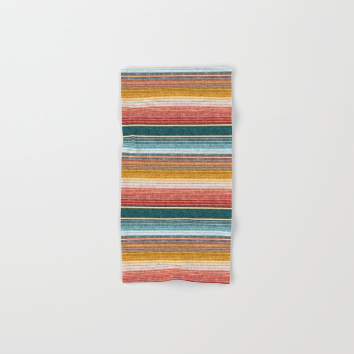 serape southwest stripe - orange & teal Hand & Bath Towel