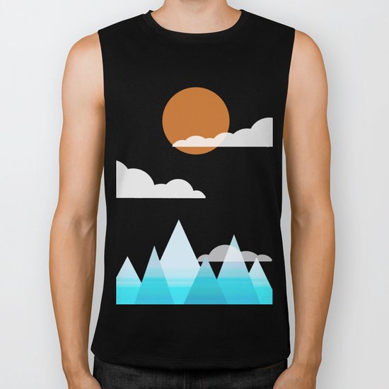Sun, Clouds and Mountains Biker Tank