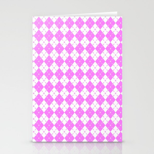Light Magenta Pink Argyle Diamond Pattern Stationery Cards