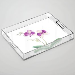 purple orchid watercolor  Acrylic Tray
