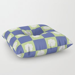 Very Peri Blue + Green Checker and Groovy Flowers Floor Pillow