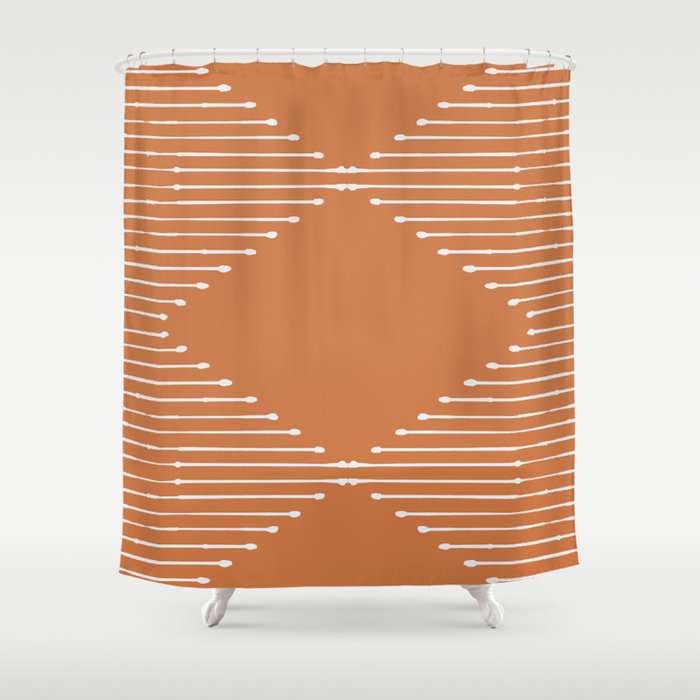 Geo (Terracotta Orange) Shower Curtain