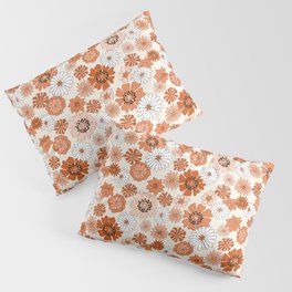 Monday Flowers - 70s retro floral, flowers, terracotta, rust, brown, earth tones, muted, happy  Pillow Sham