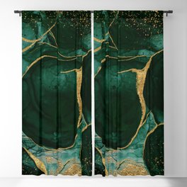 Gold and Emerald Marble I Blackout Curtain