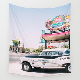 Historic Route 66 Diner in Kingman, Arizona - Old Police Car - United States Travel Photo Wall Tapestry