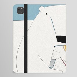 Polar bear eating fish iPad Folio Case