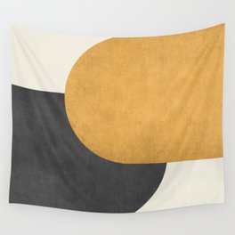 Halfmoon Colorblock - Gold Charcoal Wall Tapestry
