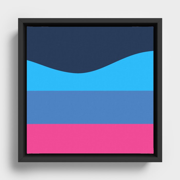 Minimalistic Wave Colorful Retro Art Pattern Design Framed Canvas