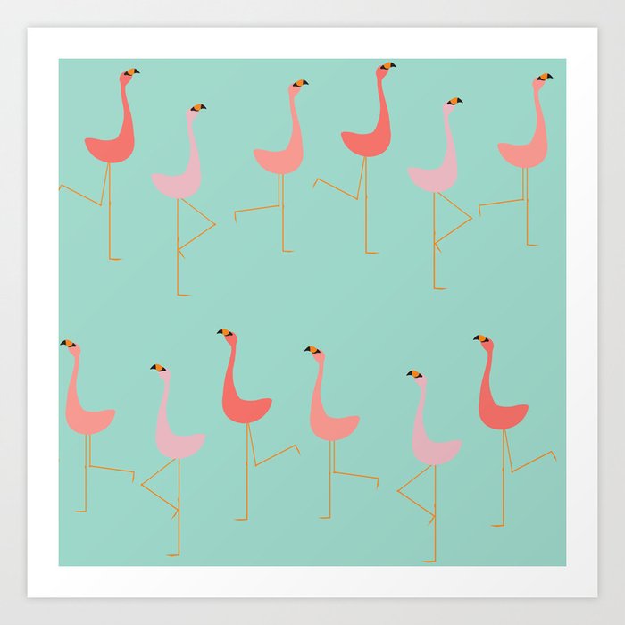 MARCH OF THE FLAMINGOS Art Print