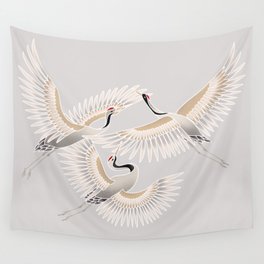 traditional Japanese cranes bright illustration Wall Tapestry