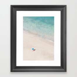 The Aqua Umbrella - Aerial Beach and Ocean photography by Ingrid Beddoes Framed Art Print