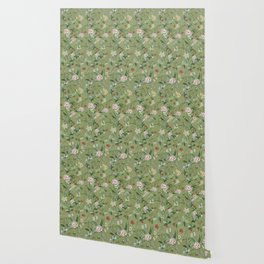 Chinoiserie Regency green, florals Wallpaper