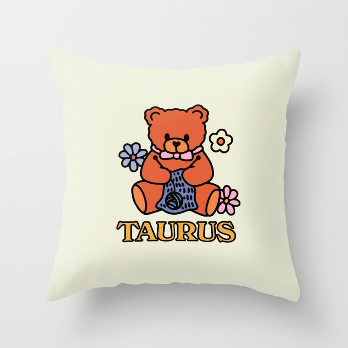 Taurus Teddy Bear Throw Pillow