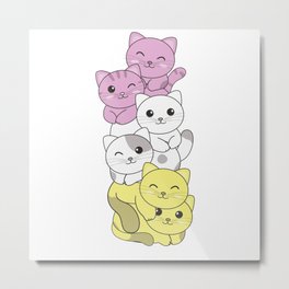 Twink Flag Pride Lgbtq Cute Cat Bunch Metal Print