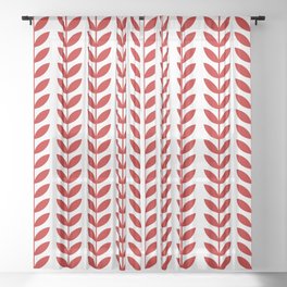 Red Scandinavian leaves pattern Sheer Curtain