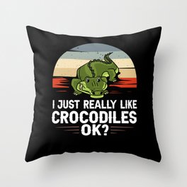 Crocodile Alligator Reptile Africa Animal Head Throw Pillow