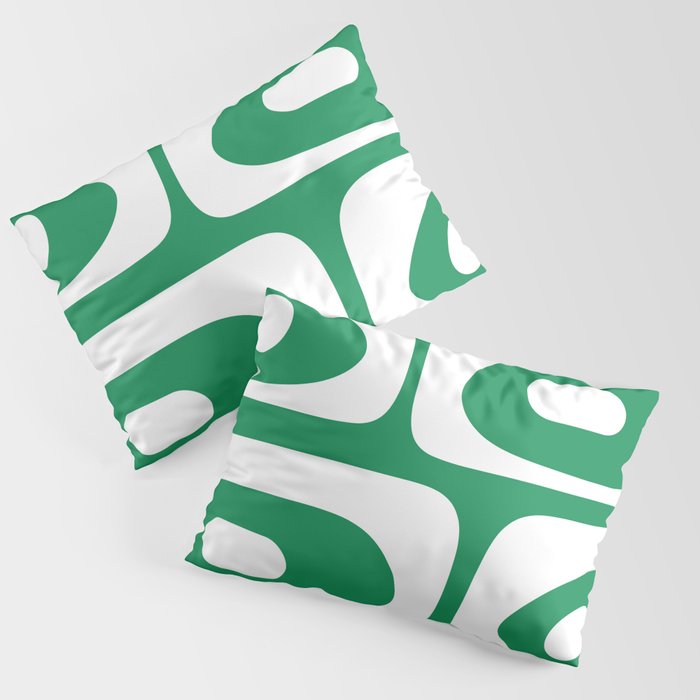 Mid-Century Modern Piquet Minimalist Abstract in Kelly Green and White Pillow Sham