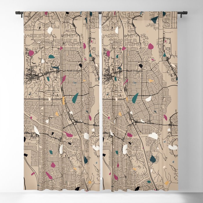 USA, Port St. Lucie City Map Collage Blackout Curtain