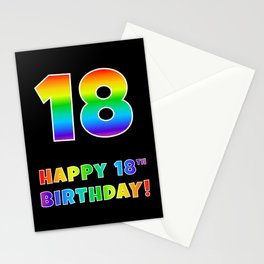 [ Thumbnail: HAPPY 18TH BIRTHDAY - Multicolored Rainbow Spectrum Gradient Stationery Cards ]
