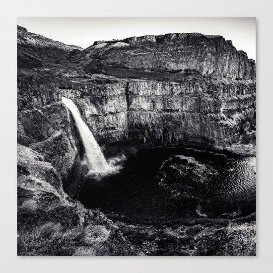 Hidden Waterfall Black and White Canvas Print