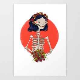 Skeleton flower girl  Art Print