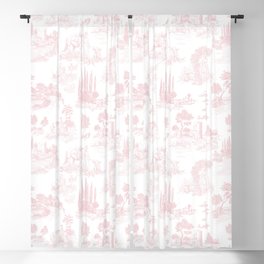 Toile de Jouy Vintage French Romantic Pastoral Baby Pink & White Blackout Curtain