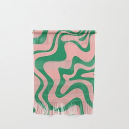 Liquid Swirl Retro Abstract Pattern in Pink and Bright Green Wall Hanging