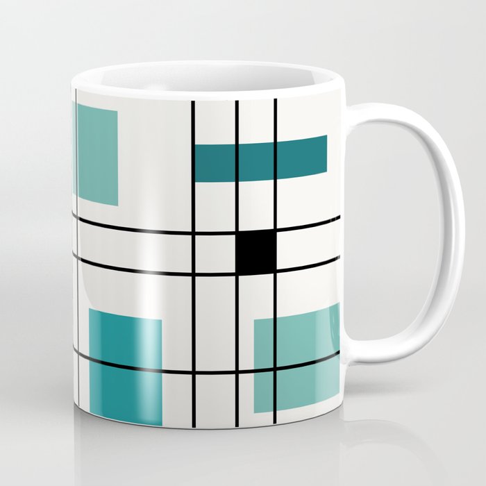 1950's Abstract Art Teal Coffee Mug