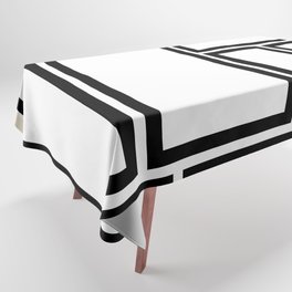 Modular Minimalist Modern Geometric Pattern in Black and White Tablecloth