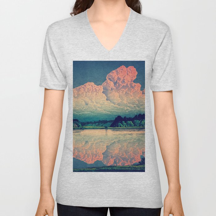 Admiring the Clouds in Kono V Neck T Shirt