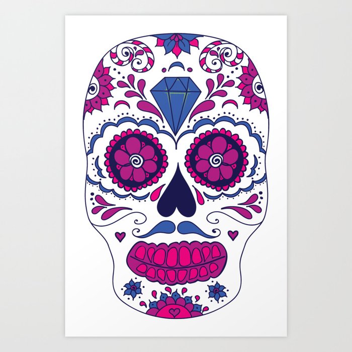 Sugar Skull Pattern Mexican Day Of The Dead Graphic Art Print By