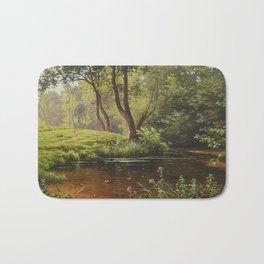 River and Summer Flowers along the forest path flora and fauna oil on canvas river landscape painting by René Charles Edmond His Bath Mat | Paintings, Catskills, Flowers, Serenity, Saco, Connecticut, River, Vermont, Floral, Nature 
