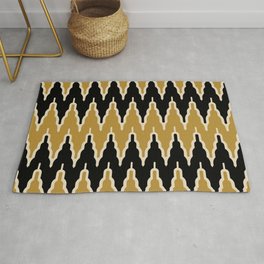 Chevron Pattern 527 Gold and Black Area & Throw Rug