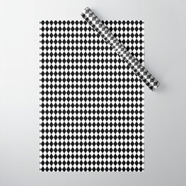 Black and White Harlequin Diamond Check Wrapping Paper