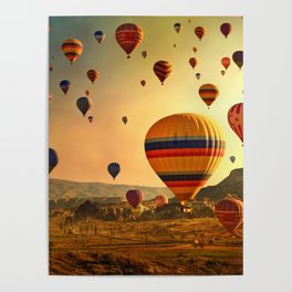Hot Air Balloons at Sunrise in Cappadocia Poster