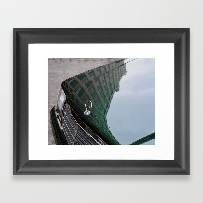 City Reflections in a Vintage Car Framed Art Print