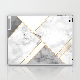 White, Grey and Gold Marble Laptop & iPad Skin